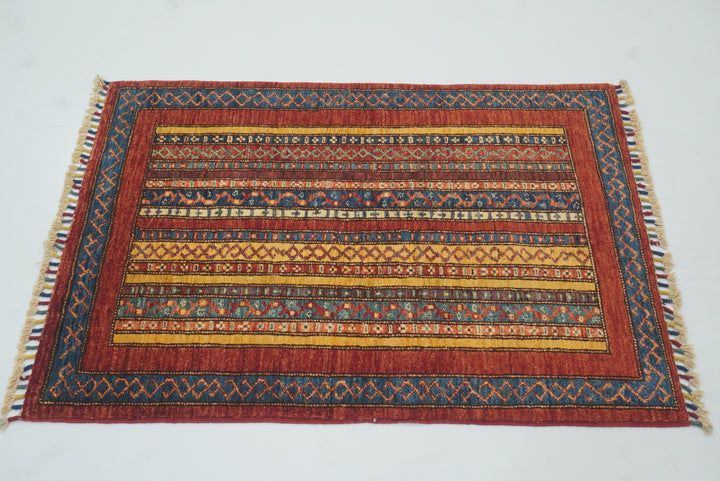 3x4 Red Turkish Style Hand knotted Rug - Yildiz Rugs