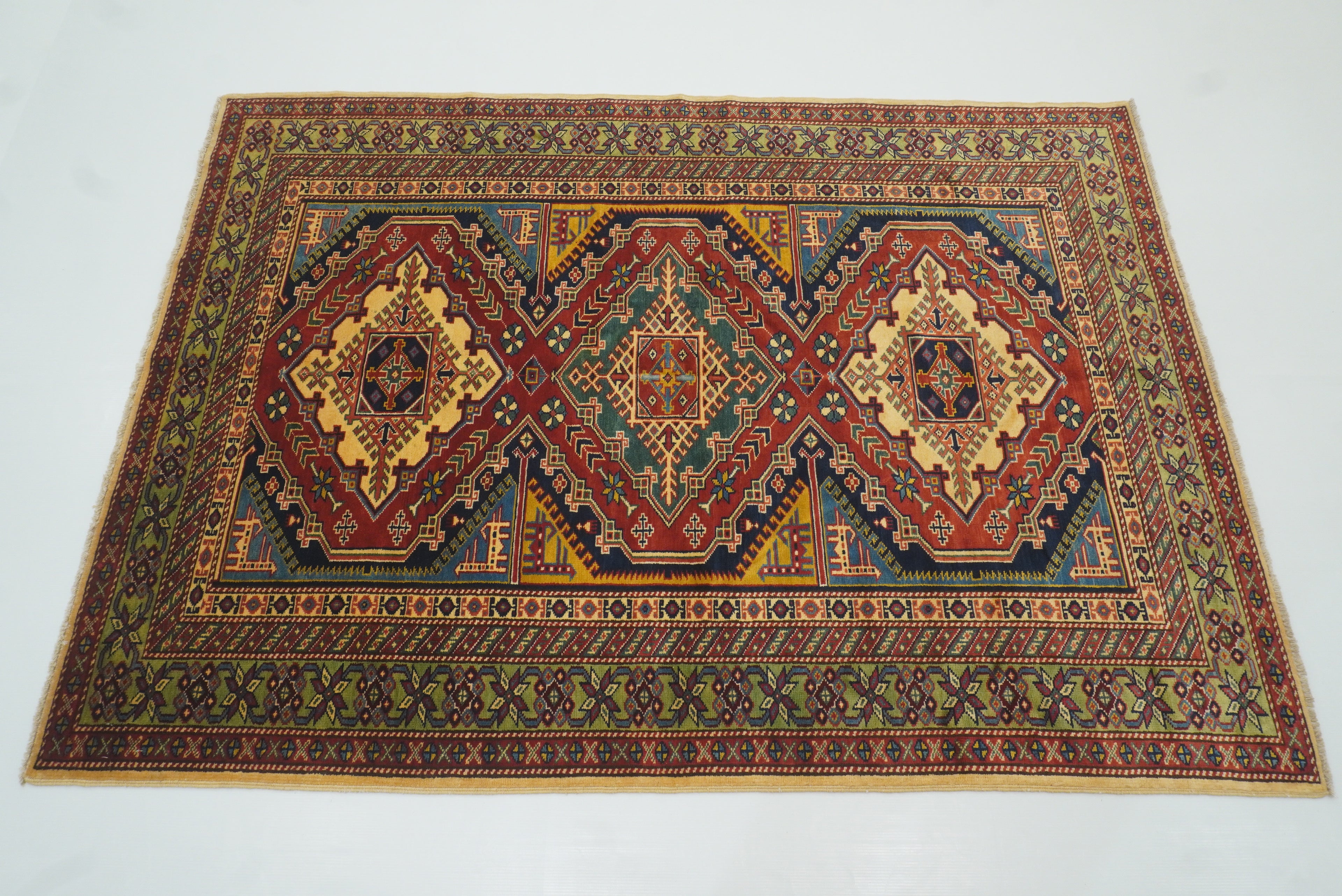 4x6 Navy Blue Shirvan Afghan Hand-Knotted Rug - Yildiz Rugs