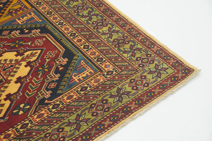 4x6 Navy Blue Shirvan Afghan Hand-Knotted Rug - Yildiz Rugs