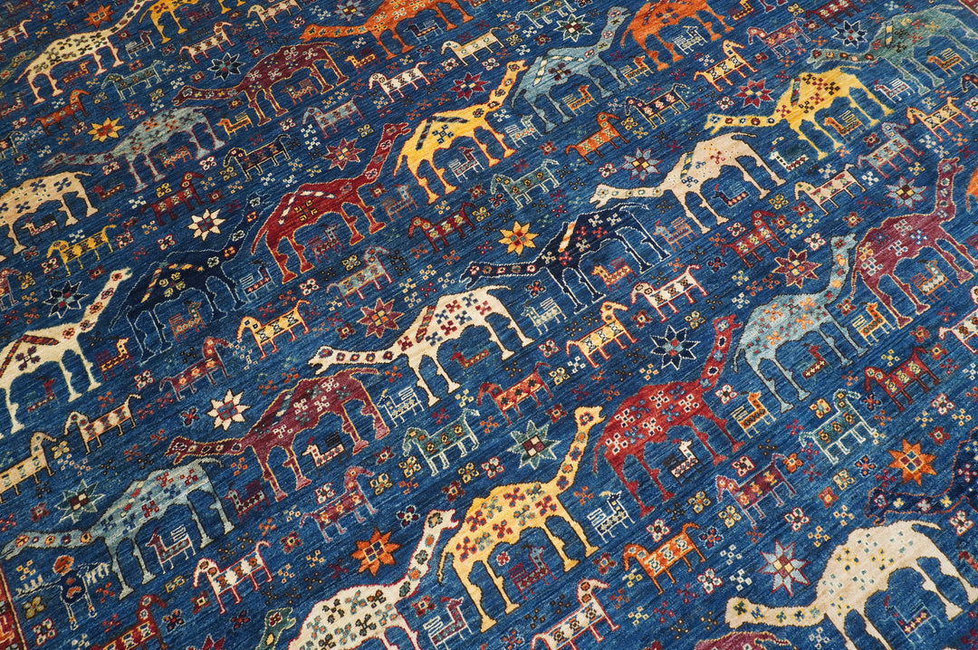 9x12 Blue Tribal Gabbeh Nomadic Afghan Camel Animal Rug