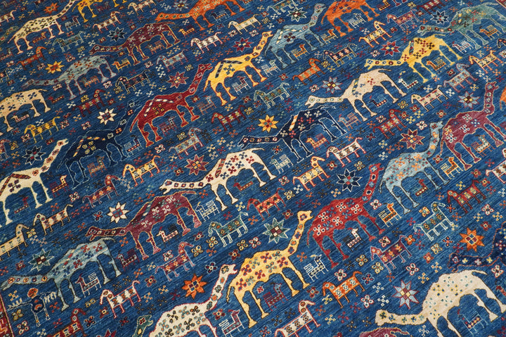 9x12 Blue Tribal Gabbeh Nomadic Afghan Camel Animal Rug