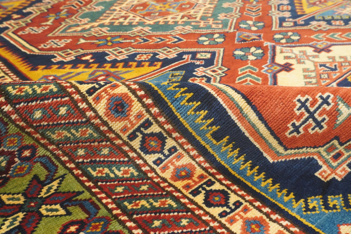4x6 Navy Blue Shirvan Afghan Hand-Knotted Rug - Yildiz Rugs