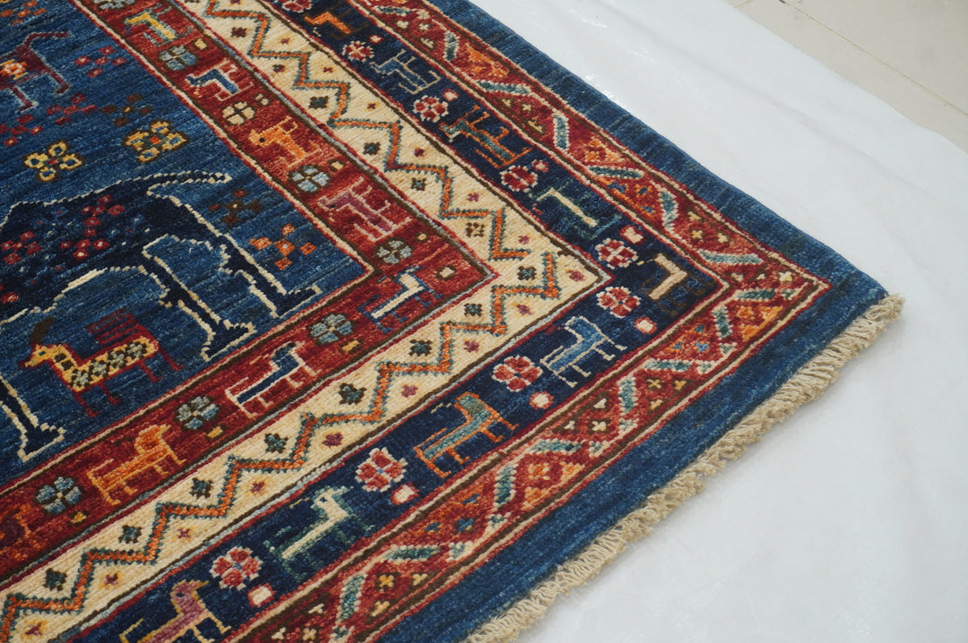 9x12 Blue Tribal Gabbeh Nomadic Afghan Camel Animal Rug