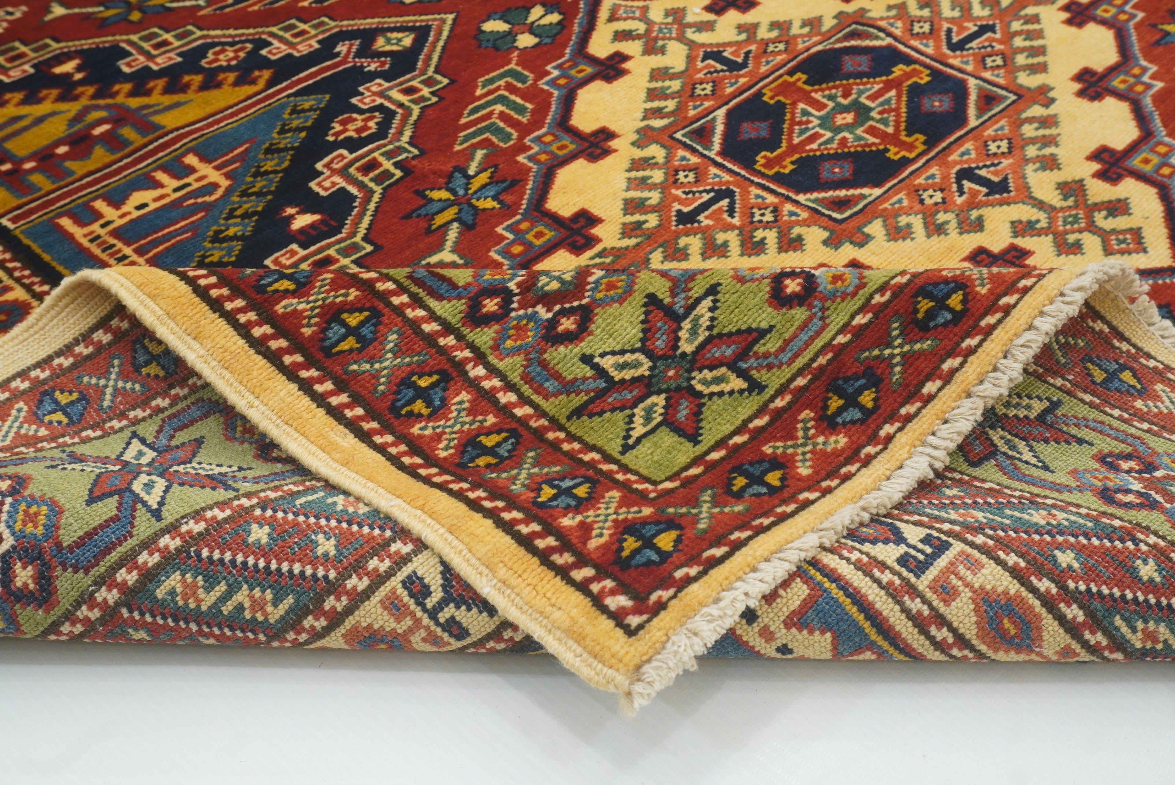 4x6 Navy Blue Shirvan Afghan Hand-Knotted Rug - Yildiz Rugs