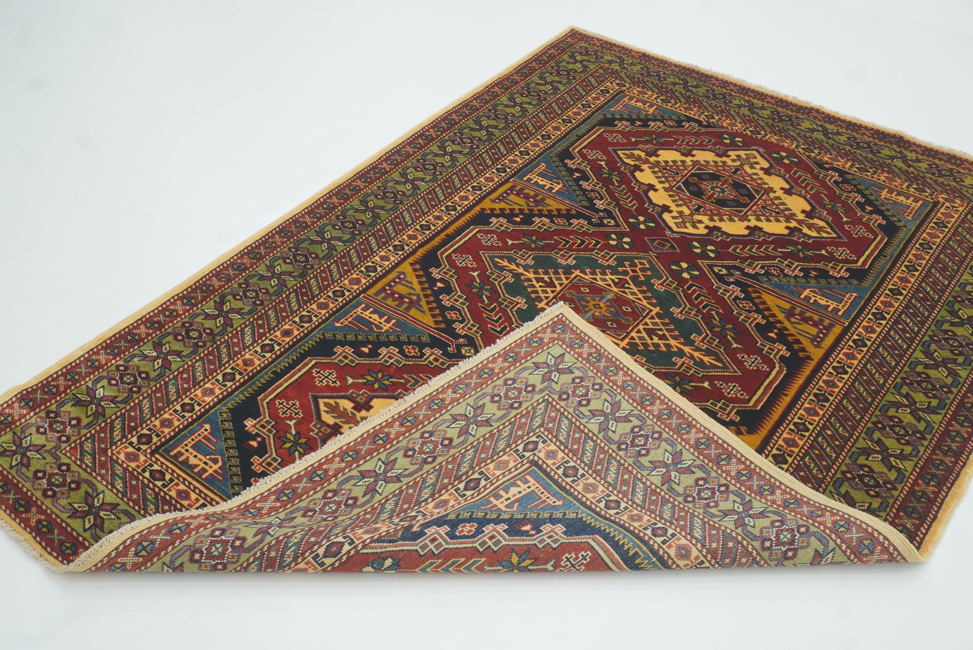 4x6 Navy Blue Shirvan Afghan Hand-Knotted Rug - Yildiz Rugs
