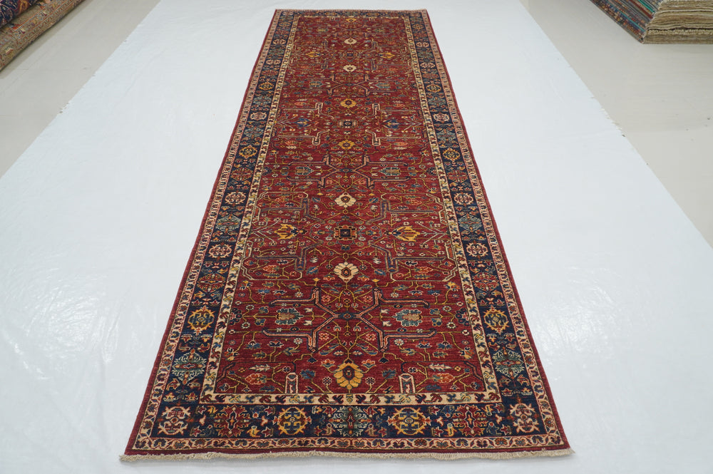 4x12 Red Bidjar Afghan Hand knotted Wool Traditional Runner Rug - Yildiz Rugs