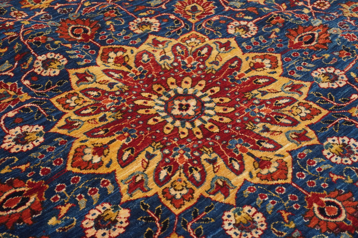 9x12 Red Afghan Hand Knotted Geometric Medallion Rug