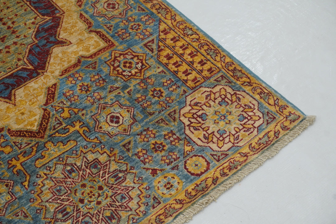 3x4 Blue Hand knotted Medallion Mamluk Rug