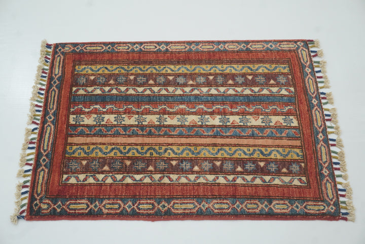 2x3 Red Turkish Hand-Knotted Wool Rug - Yildiz Rugs