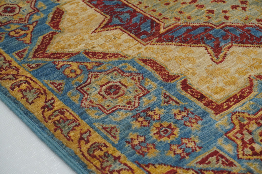 3x4 Blue Hand knotted Medallion Mamluk Rug