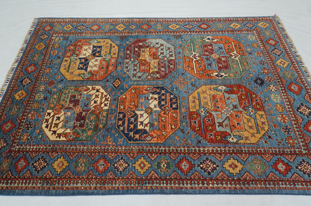 5x7 Blue Ersari Turkmen Afghan Tribal Rug