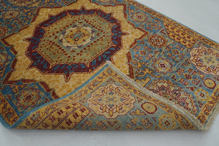 3x4 Blue Hand knotted Medallion Mamluk Rug