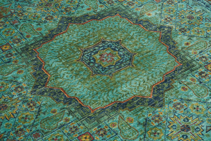 5x7 Turquoise Blue Mamluk Hand knotted Turkish Rug