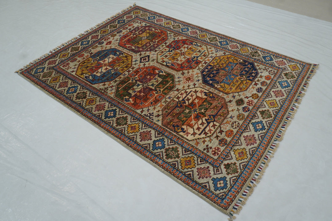 5x7 Gray Ersari Turkmen Afghan Tribal Rug