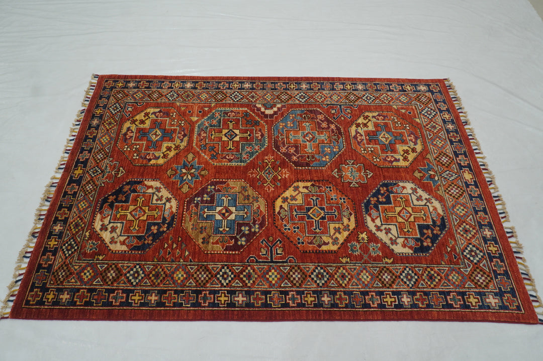 4x6 Red Turkmen Ersari Afghan Oriental Rug