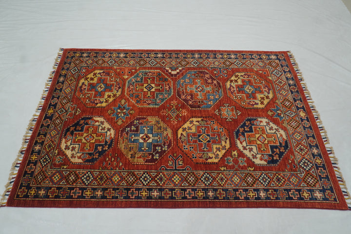 4x6 Red Turkmen Ersari Afghan Oriental Rug