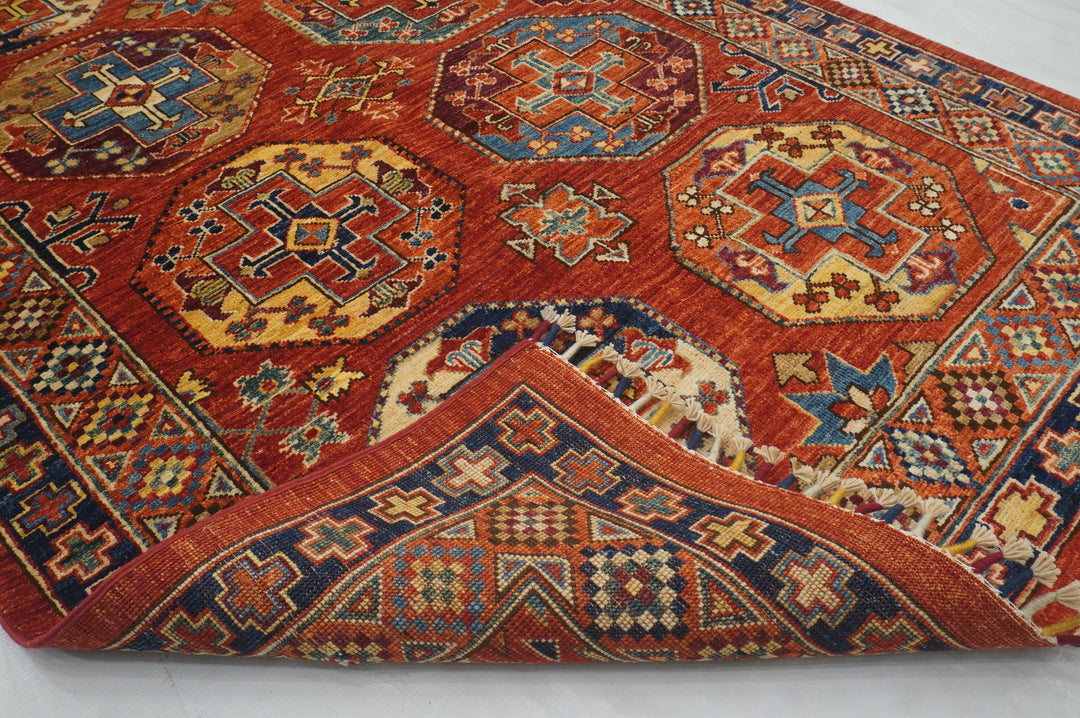 4x6 Red Turkmen Ersari Afghan Oriental Rug