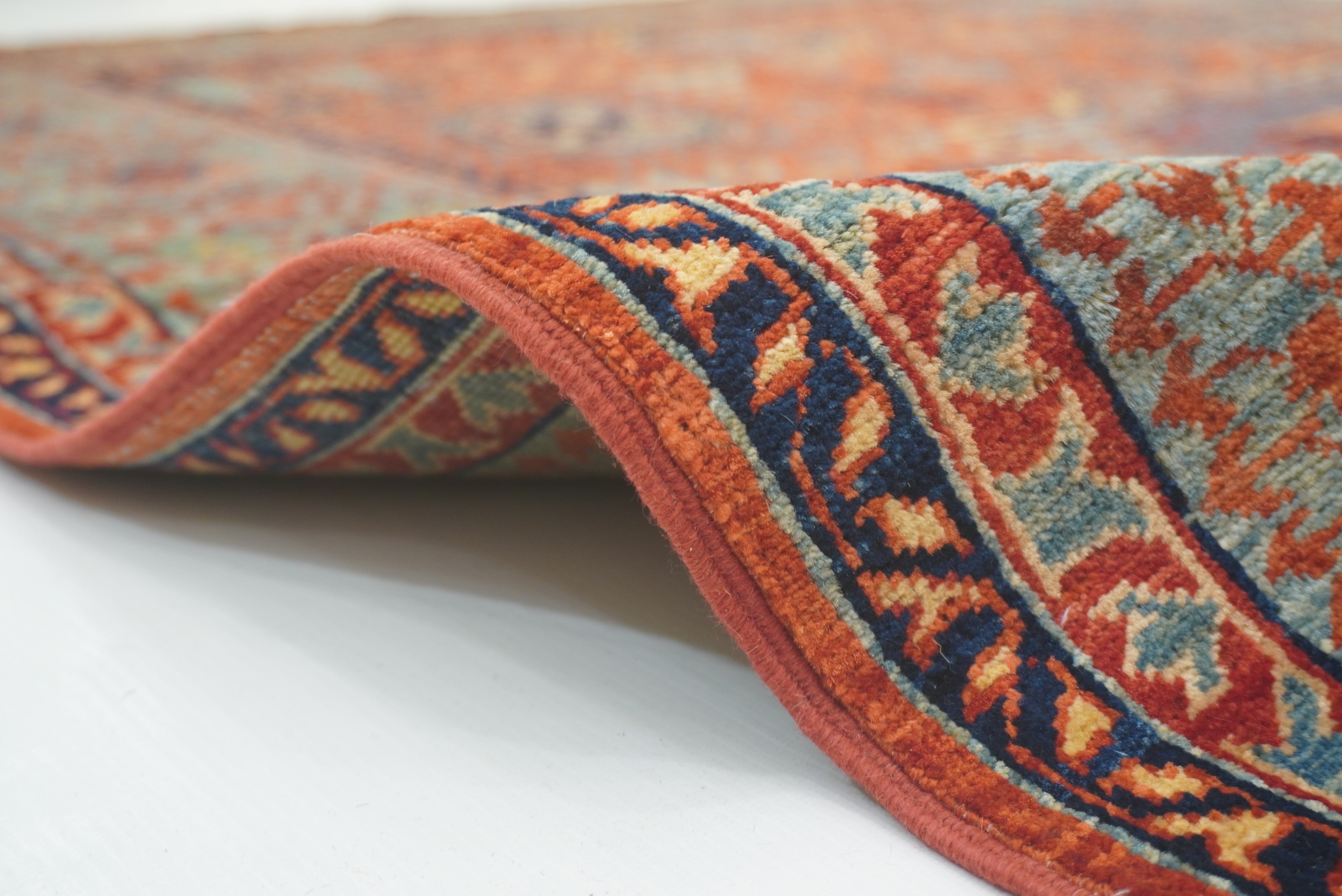 5x7 Orange Mamluk Hand-Knotted Wool Medallion Rug - Yildiz Rugs