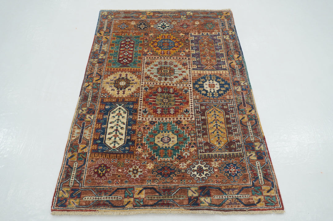 3x5 Brown Baluch Tribal Afghan Hand knotted Area Rug