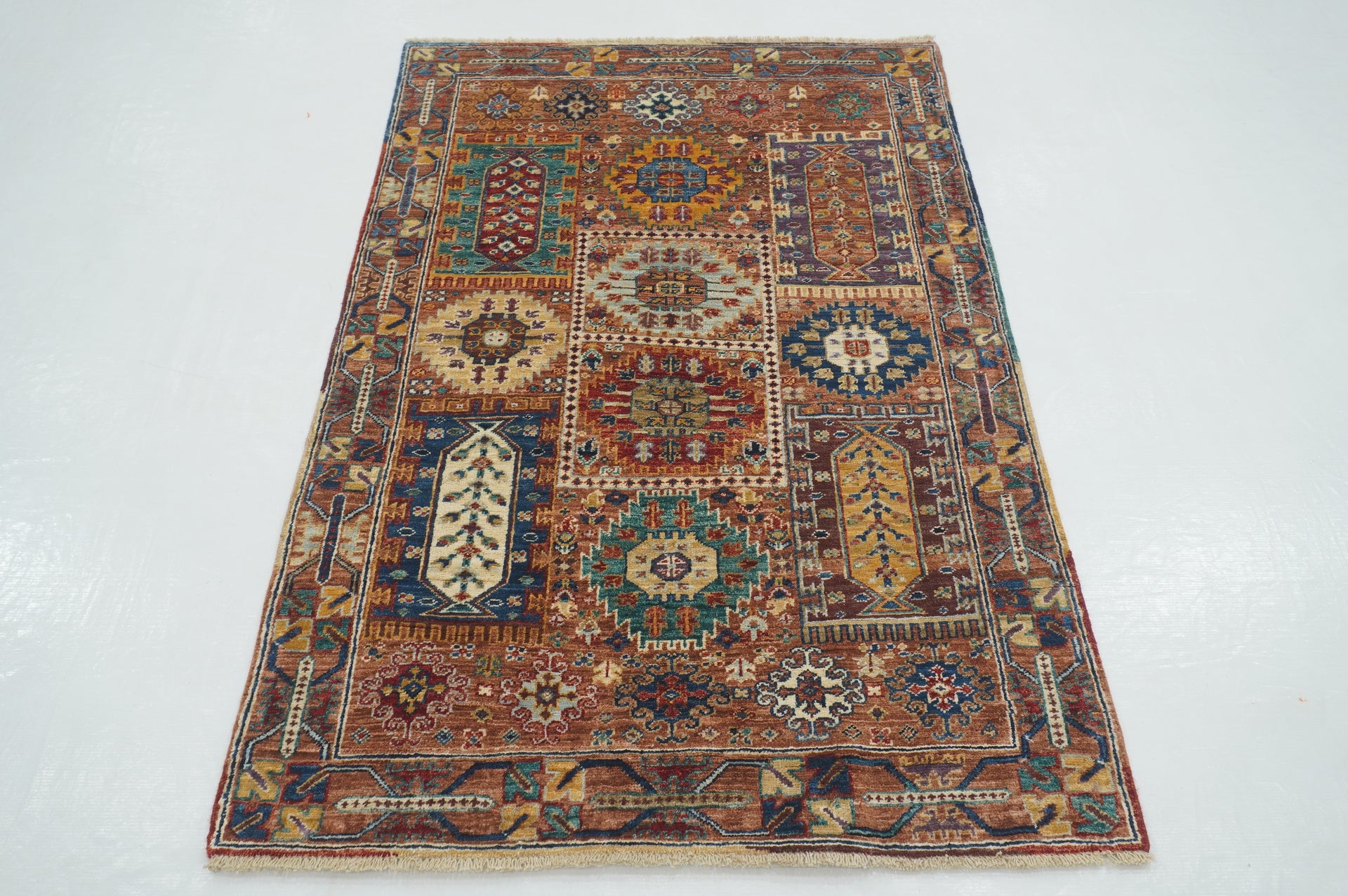 3x5 Brown Baluch Tribal Afghan Hand knotted Area Rug - Yildiz Rugs