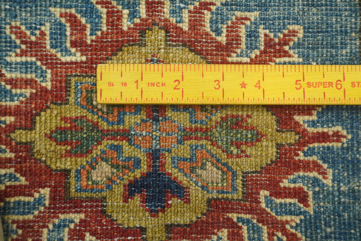 2x3 Blue Kazak Hand-Knotted Afghan Wool Rug - Yildiz Rugs