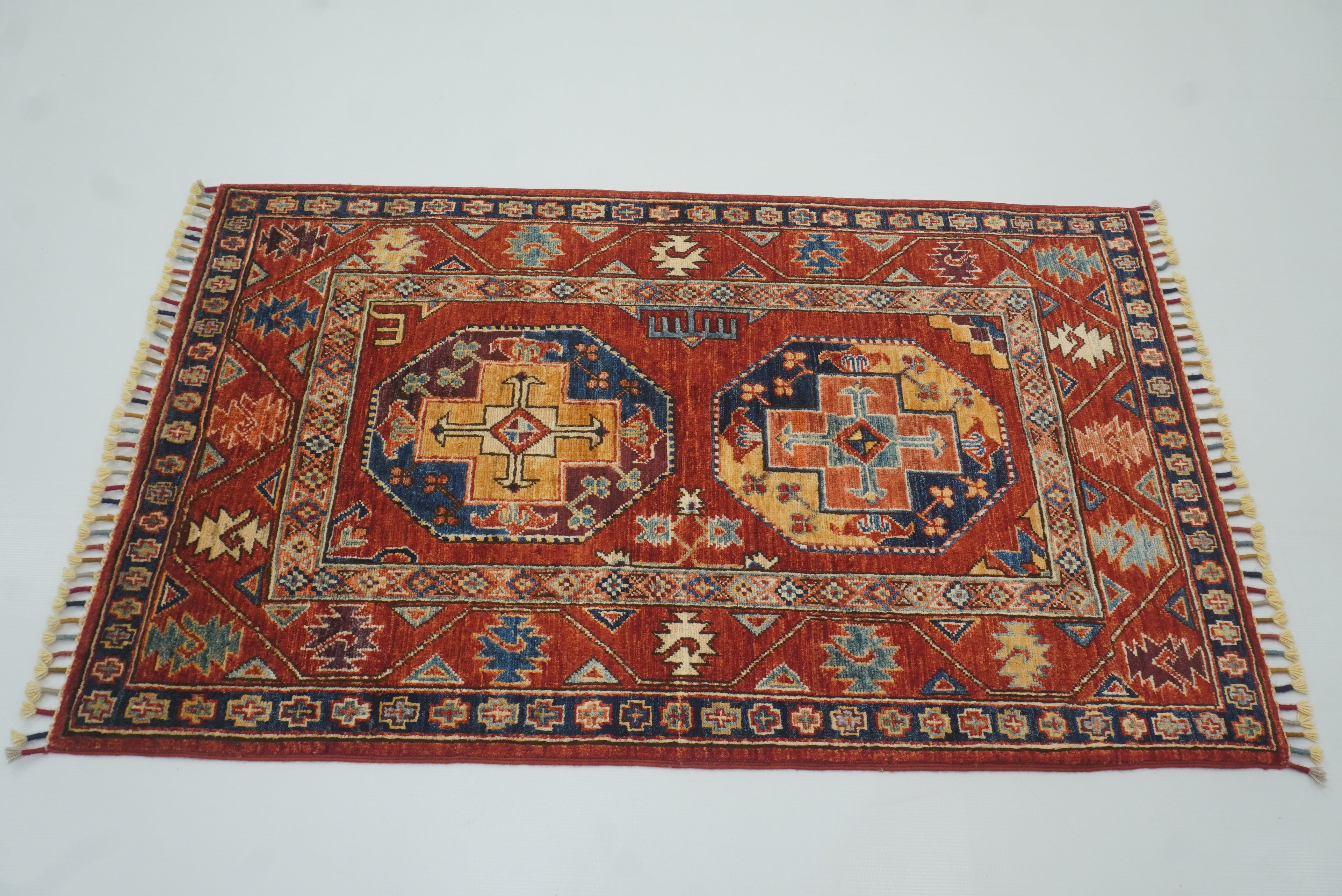 2'10"x4'6" Red Ersari Hand Knotted Afghan Wool Oriental Rug - Yildiz Rugs