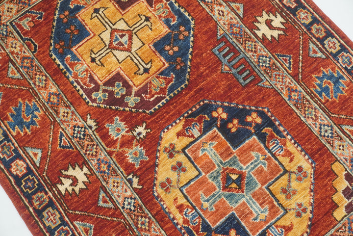 2'10"x4'6" Red Ersari Hand Knotted Afghan Wool Oriental Rug - Yildiz Rugs