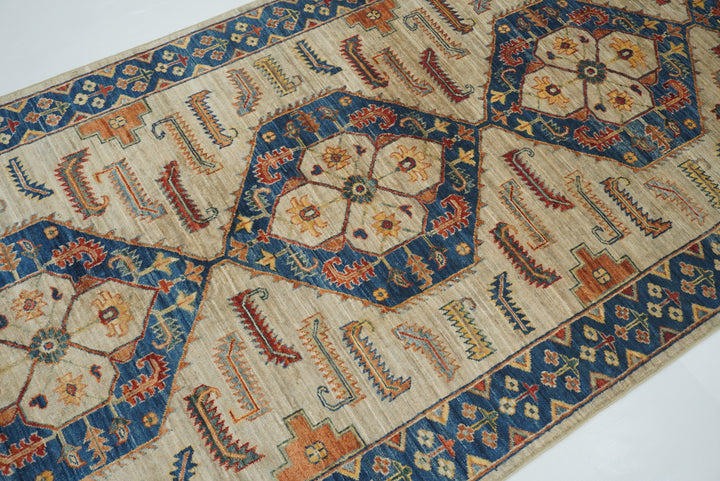 4x18 Gray Heriz Afghan Hand Knotted Wide Runner Rug - Yildiz Rugs