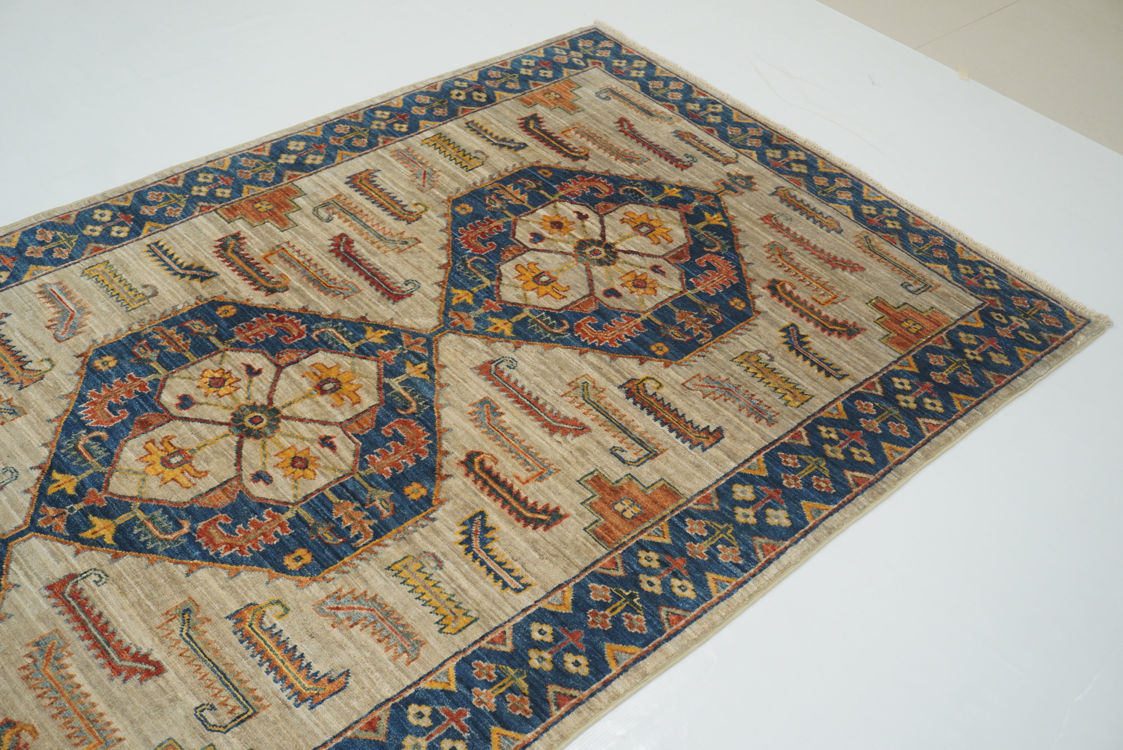 4x18 Gray Heriz Afghan Hand Knotted Wide Runner Rug - Yildiz Rugs