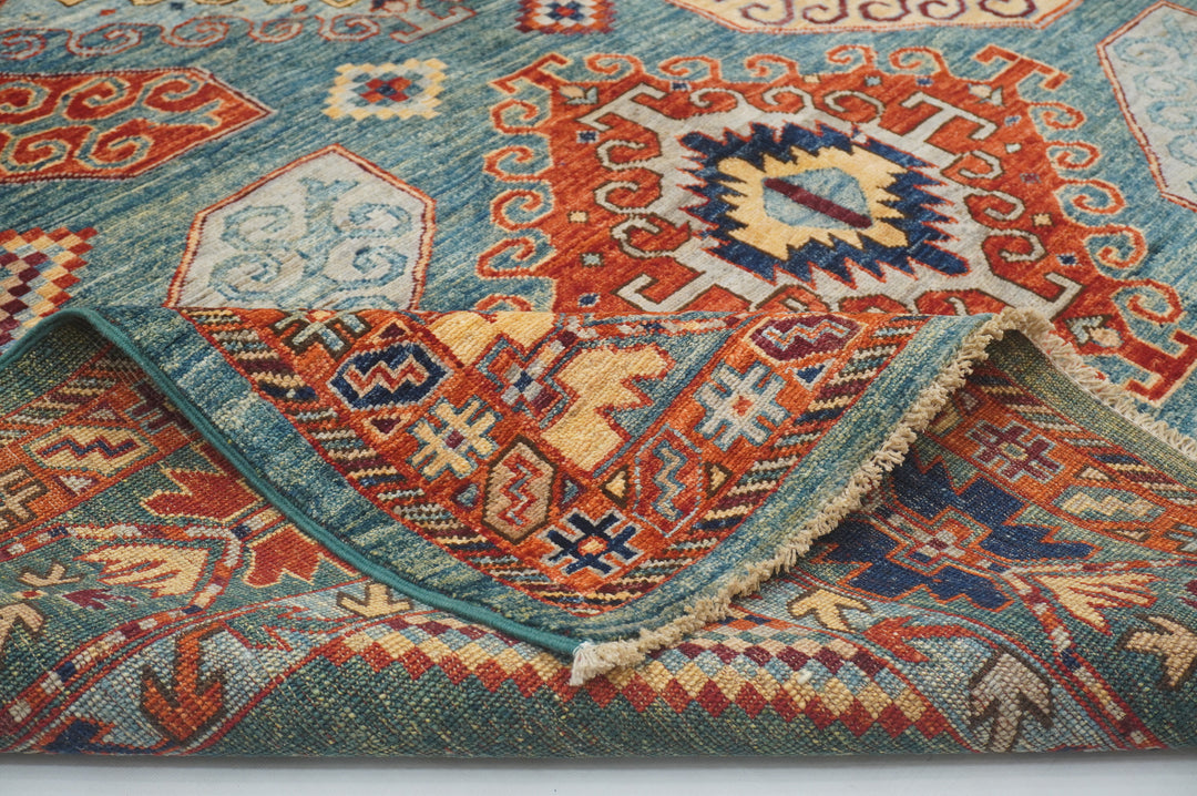 6x9 Green Eagle Kazak Tribal Afghan Hand knotted Oriental Rug