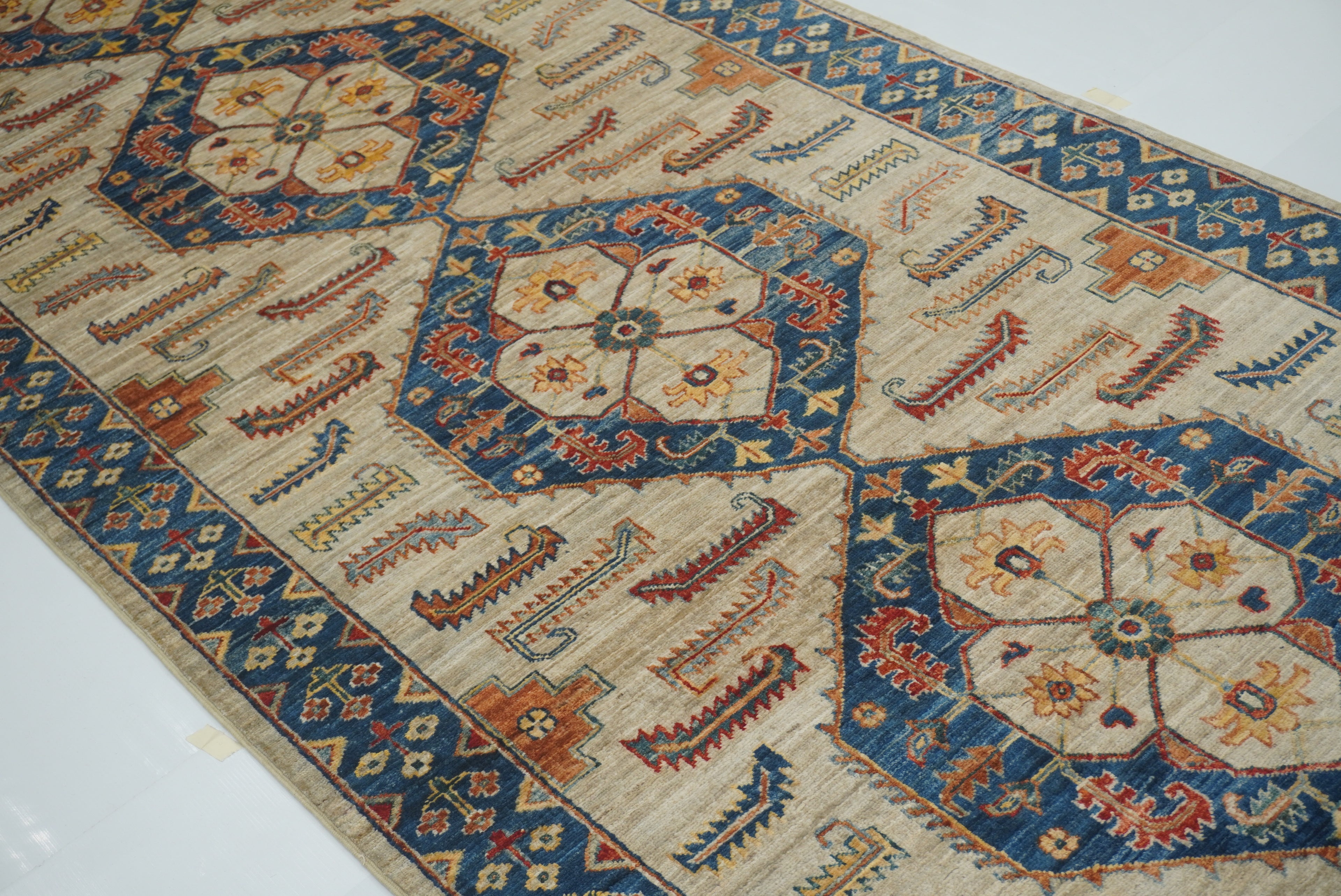 4x18 Gray Heriz Afghan Hand Knotted Wide Runner Rug - Yildiz Rugs