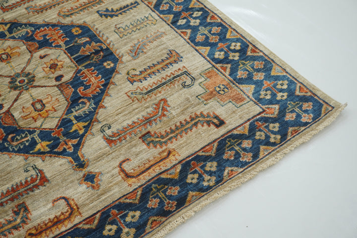 4x18 Gray Heriz Afghan Hand Knotted Wide Runner Rug - Yildiz Rugs