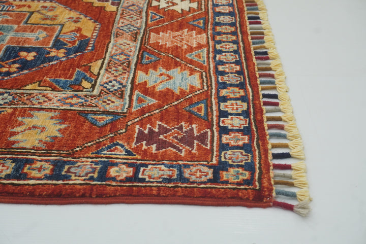 2'10"x4'6" Red Ersari Hand Knotted Afghan Wool Oriental Rug - Yildiz Rugs