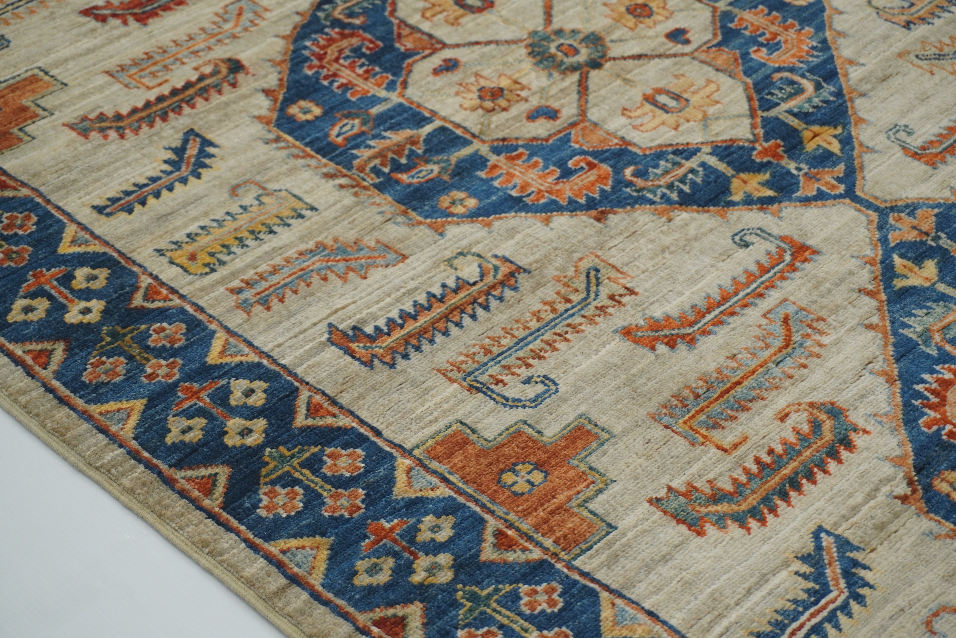 4x18 Gray Heriz Afghan Hand Knotted Wide Runner Rug - Yildiz Rugs