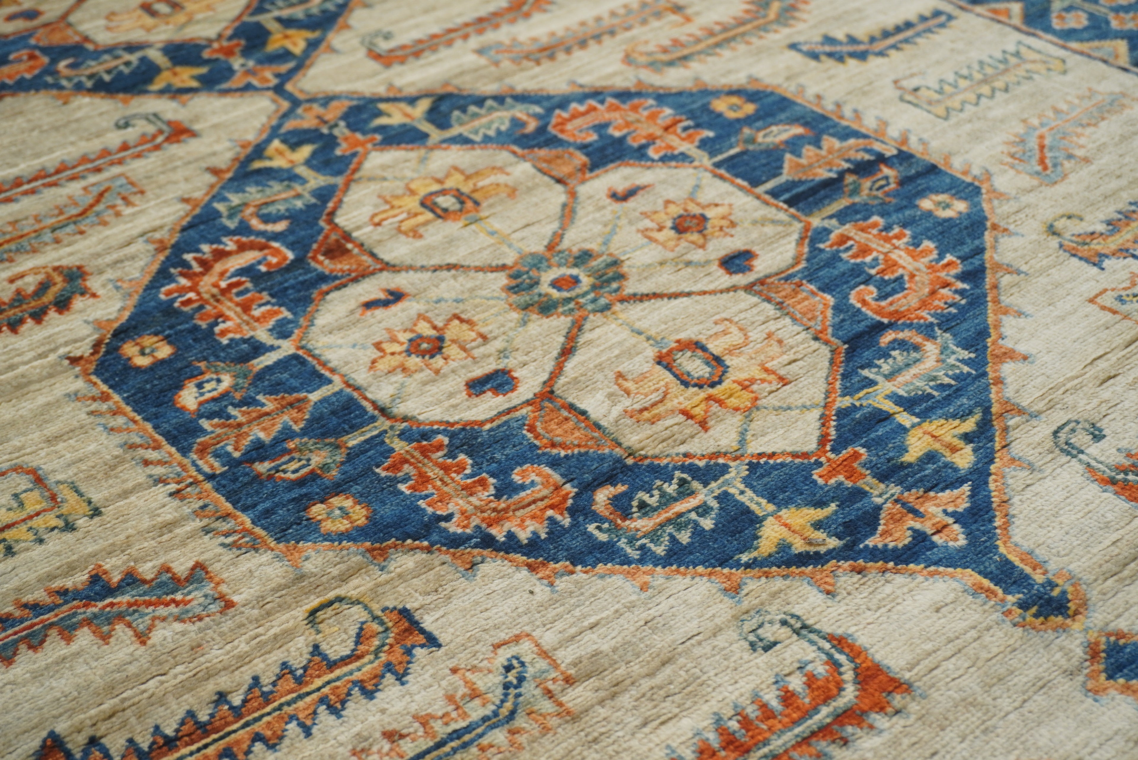 4x18 Gray Heriz Afghan Hand Knotted Wide Runner Rug - Yildiz Rugs