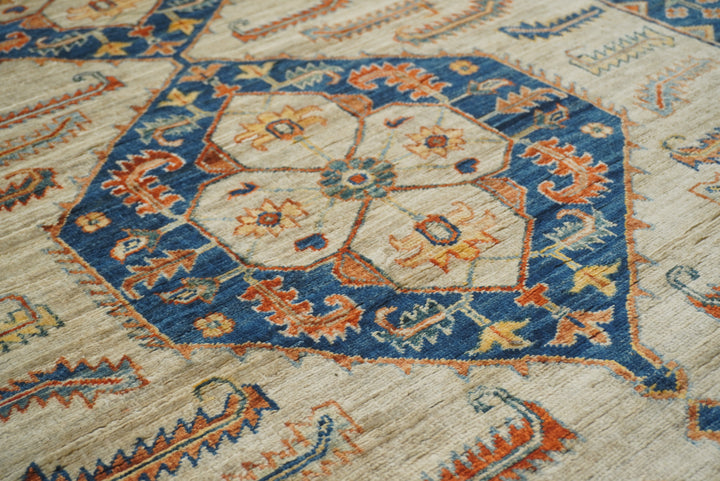 4x18 Gray Heriz Afghan Hand Knotted Wide Runner Rug - Yildiz Rugs