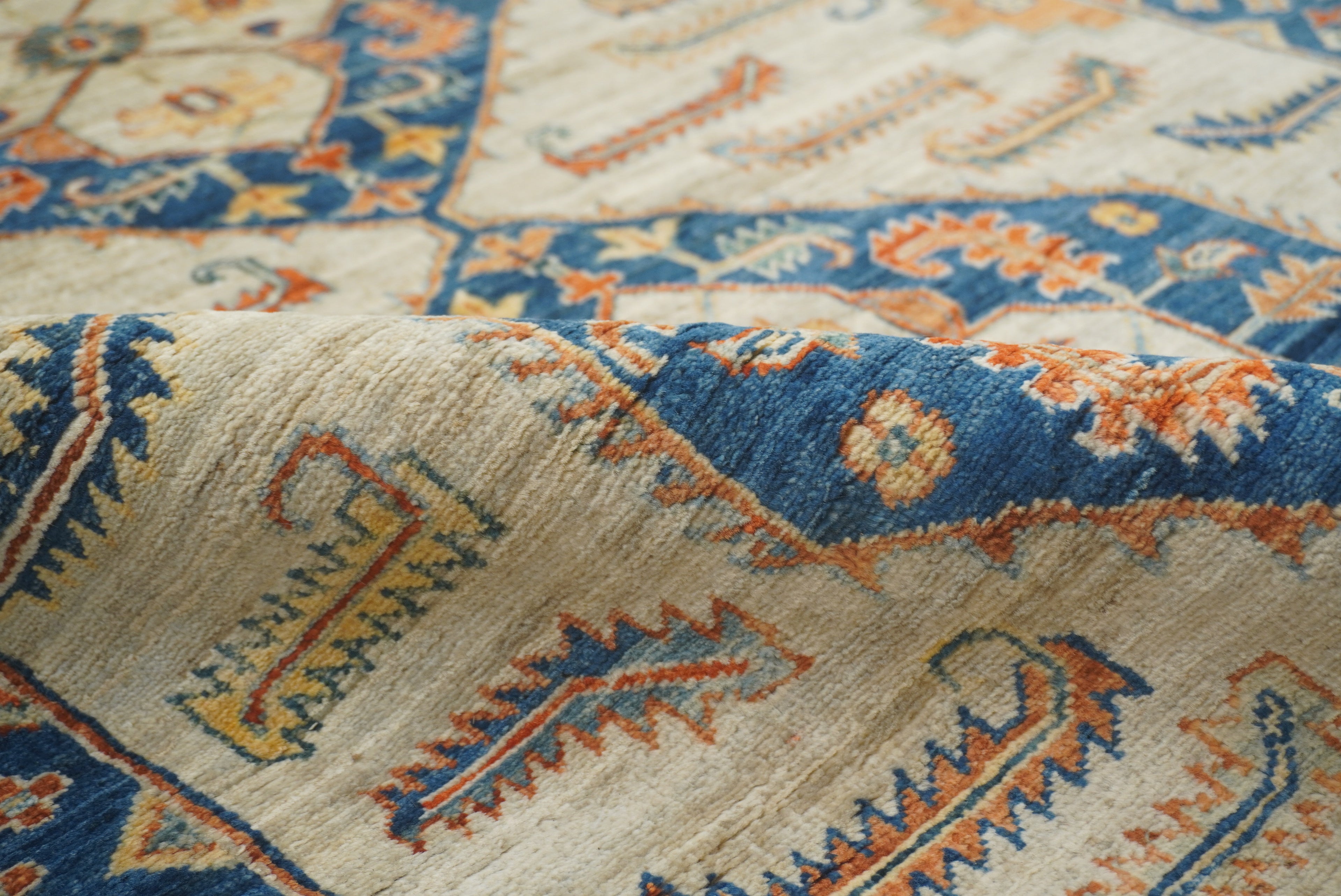 4x18 Gray Heriz Afghan Hand Knotted Wide Runner Rug - Yildiz Rugs
