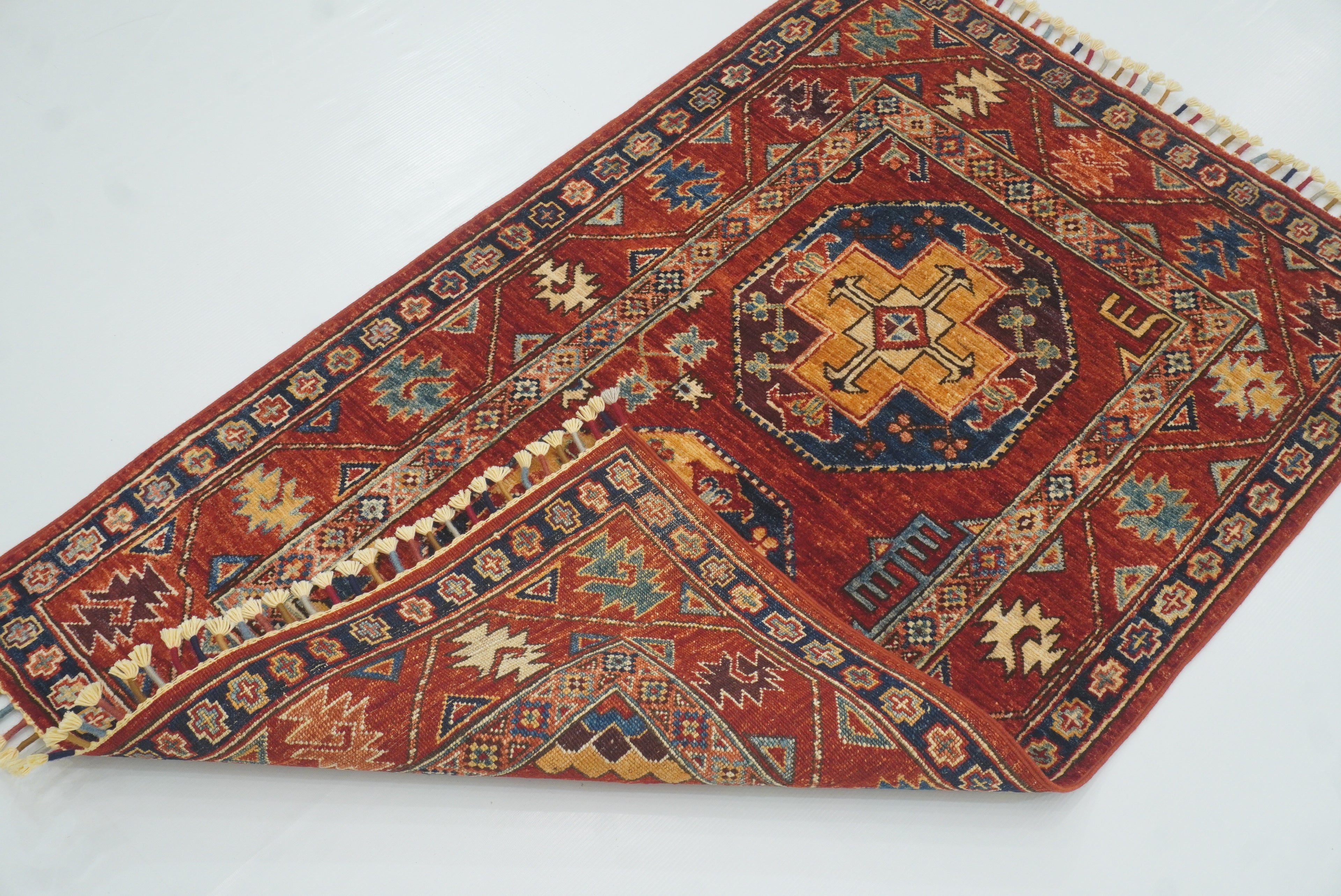 2'10"x4'6" Red Ersari Hand Knotted Afghan Wool Oriental Rug - Yildiz Rugs