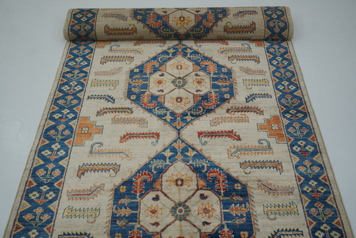 4x18 Gray Heriz Afghan Hand Knotted Wide Runner Rug - Yildiz Rugs