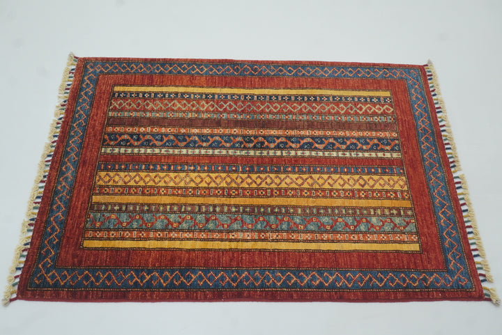 3x4 Red Turkish Style Hand knotted Wool Rug - Yildiz Rugs