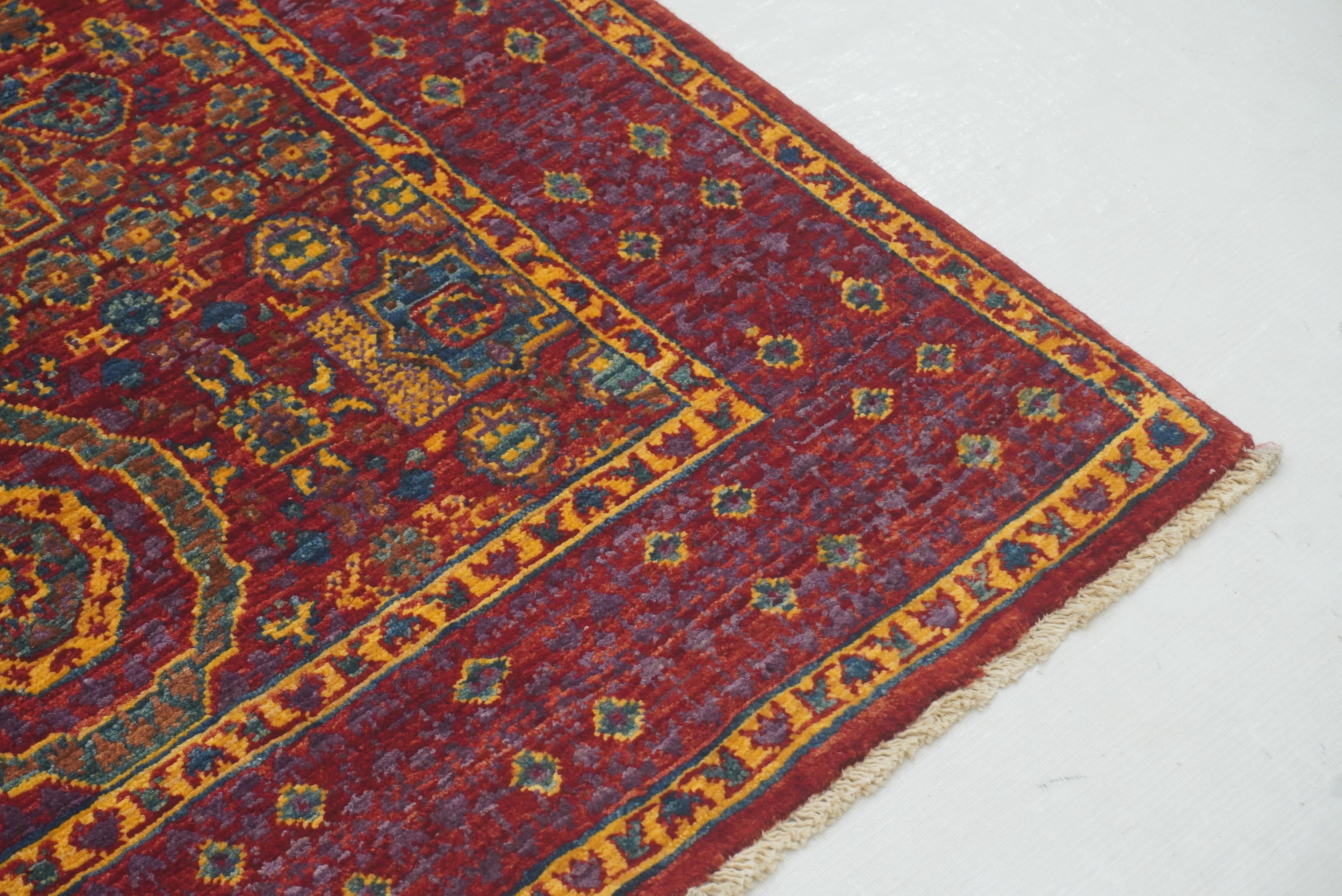 3x4 Red Mamluk Turkish Hand knotted Medallion Rug - Yildiz Rugs