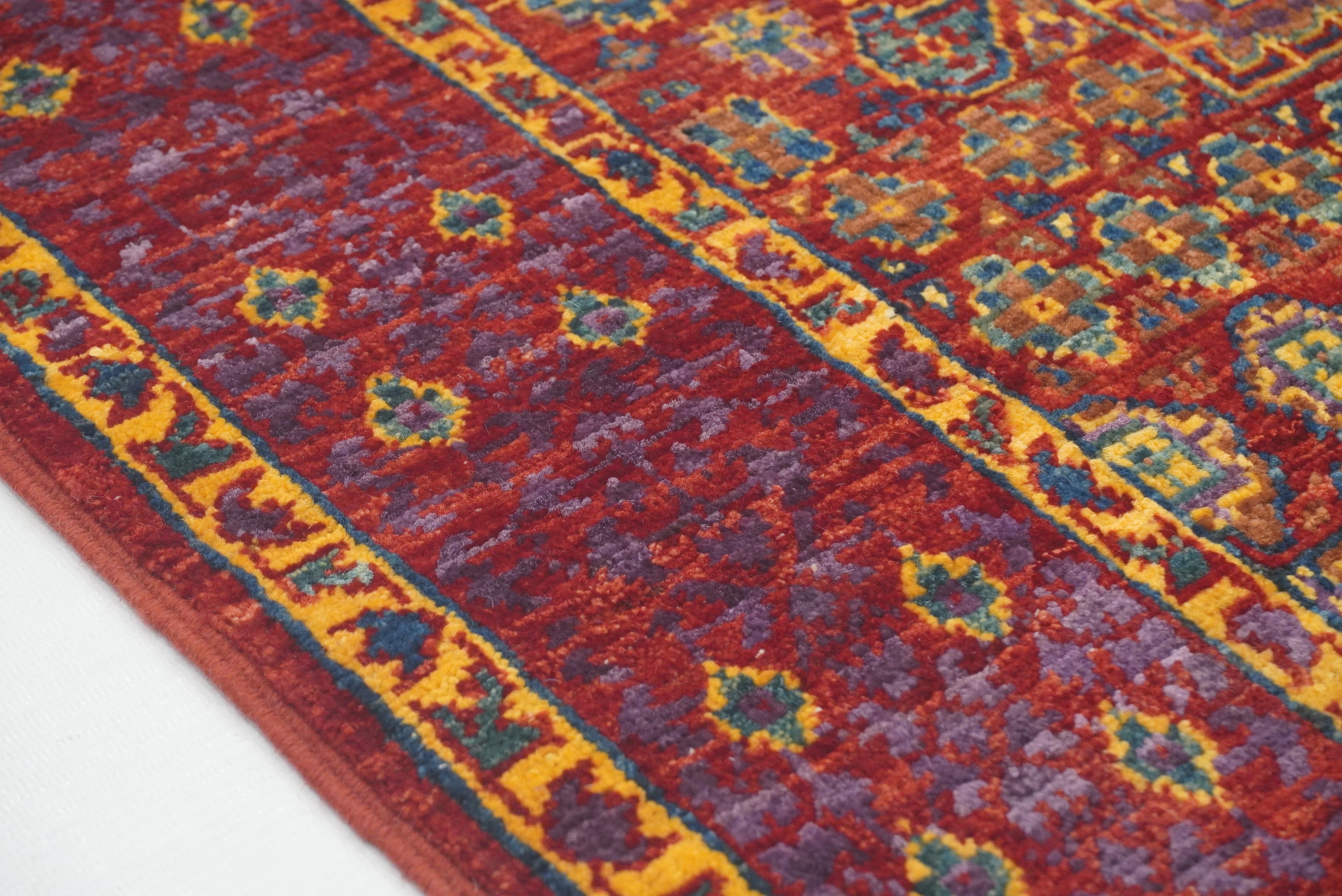 3x4 Red Mamluk Turkish Hand knotted Medallion Rug - Yildiz Rugs