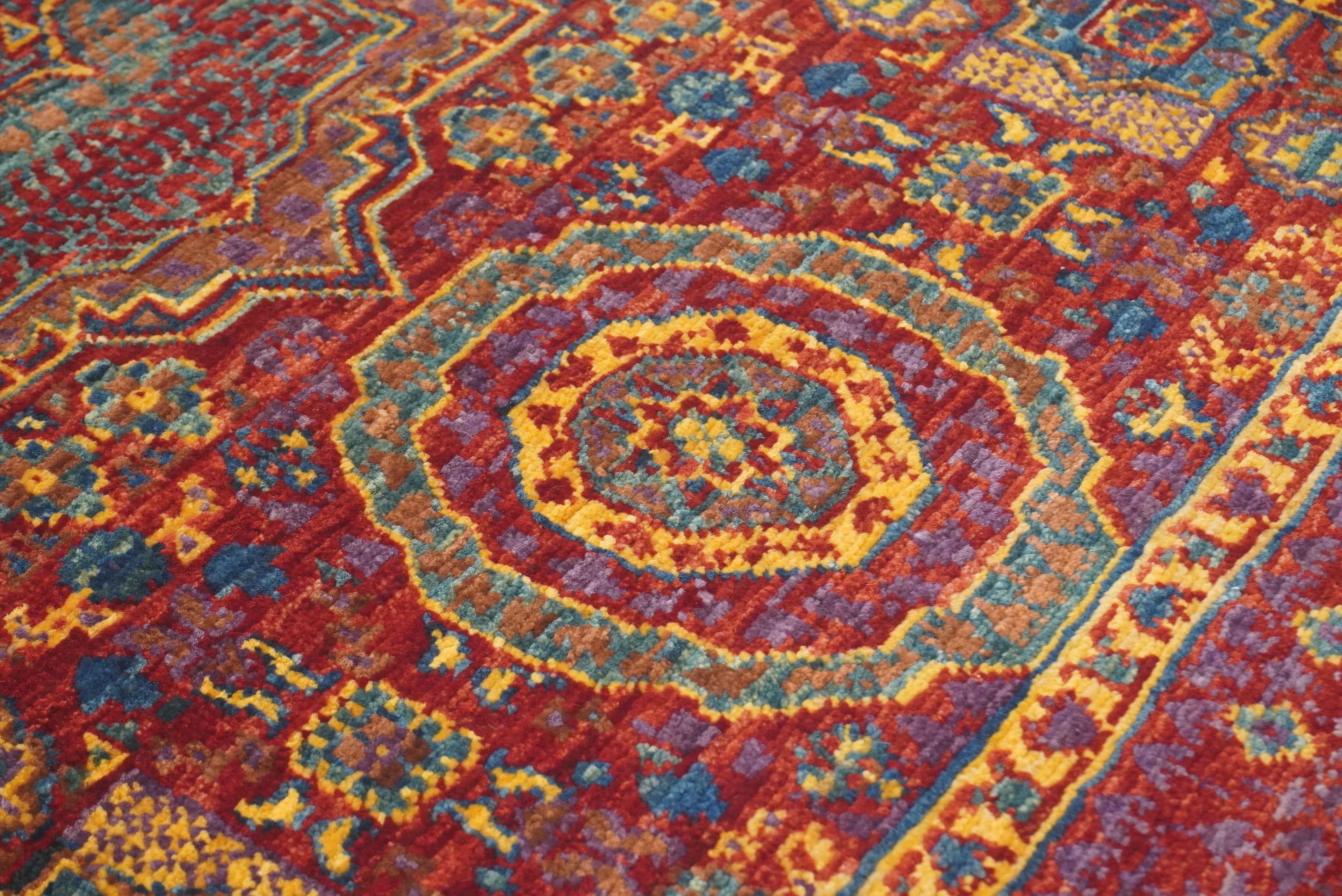 3x4 Red Mamluk Turkish Hand knotted Medallion Rug - Yildiz Rugs