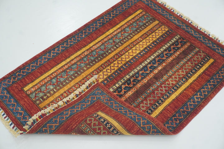 3x4 Red Turkish Style Hand knotted Wool Rug - Yildiz Rugs