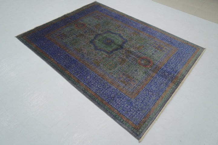 5x7 Blueish Gray Mamluk Hand knotted Turkish Rug