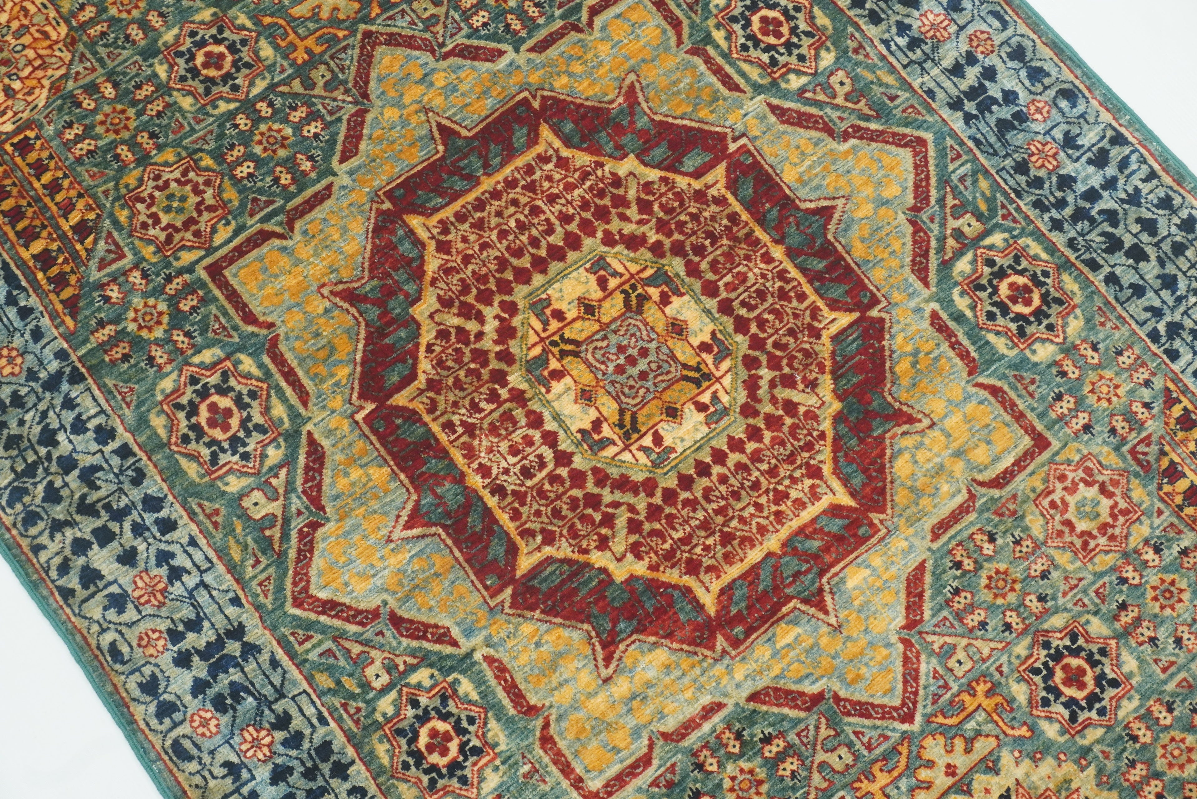 3x5 Green Mamluk Turkish Hand knotted Rug - Yildiz Rugs