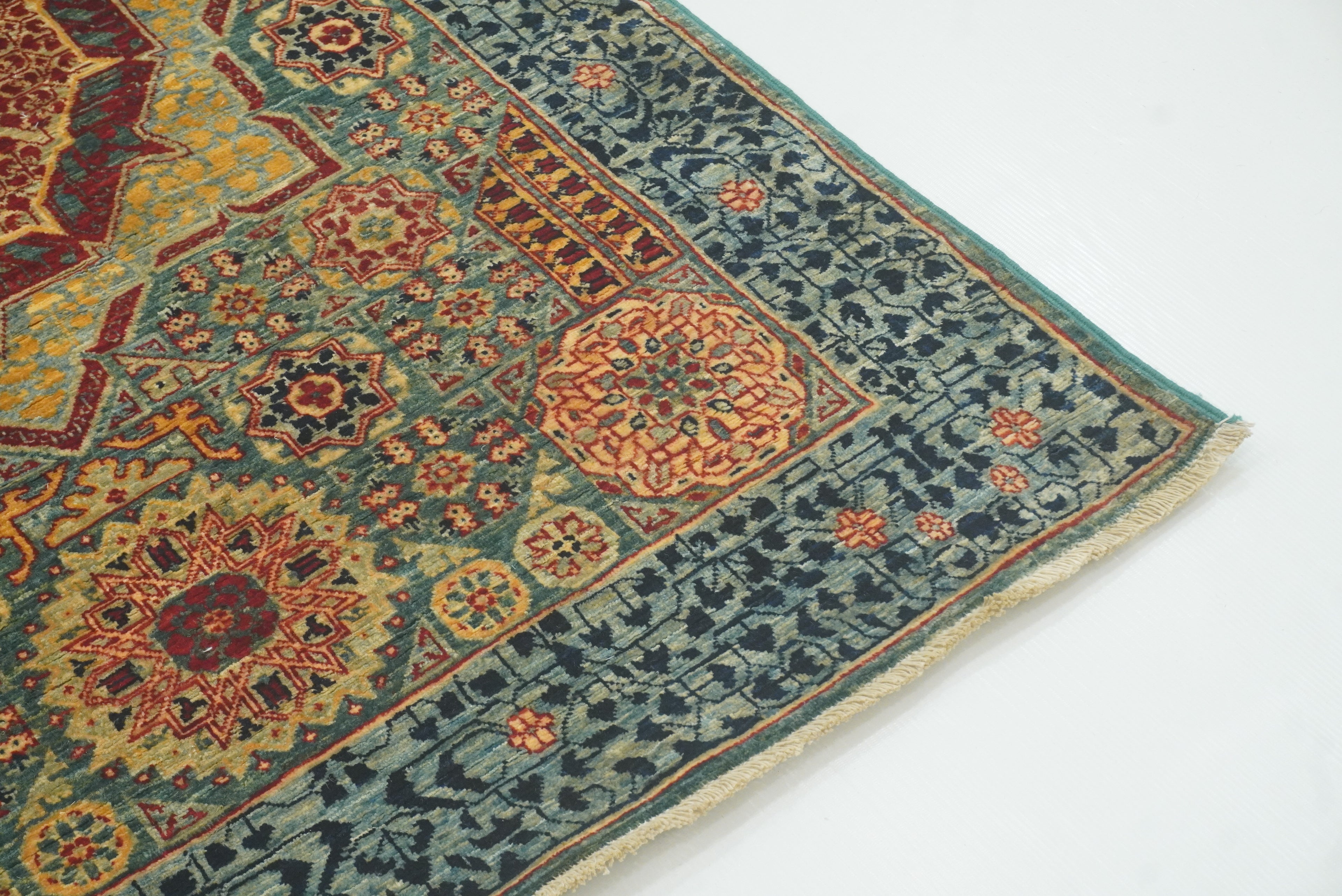 3x5 Green Mamluk Turkish Hand knotted Rug - Yildiz Rugs