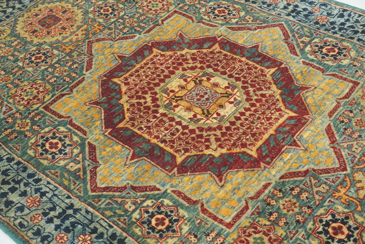 3x5 Green Mamluk Turkish Hand knotted Rug - Yildiz Rugs