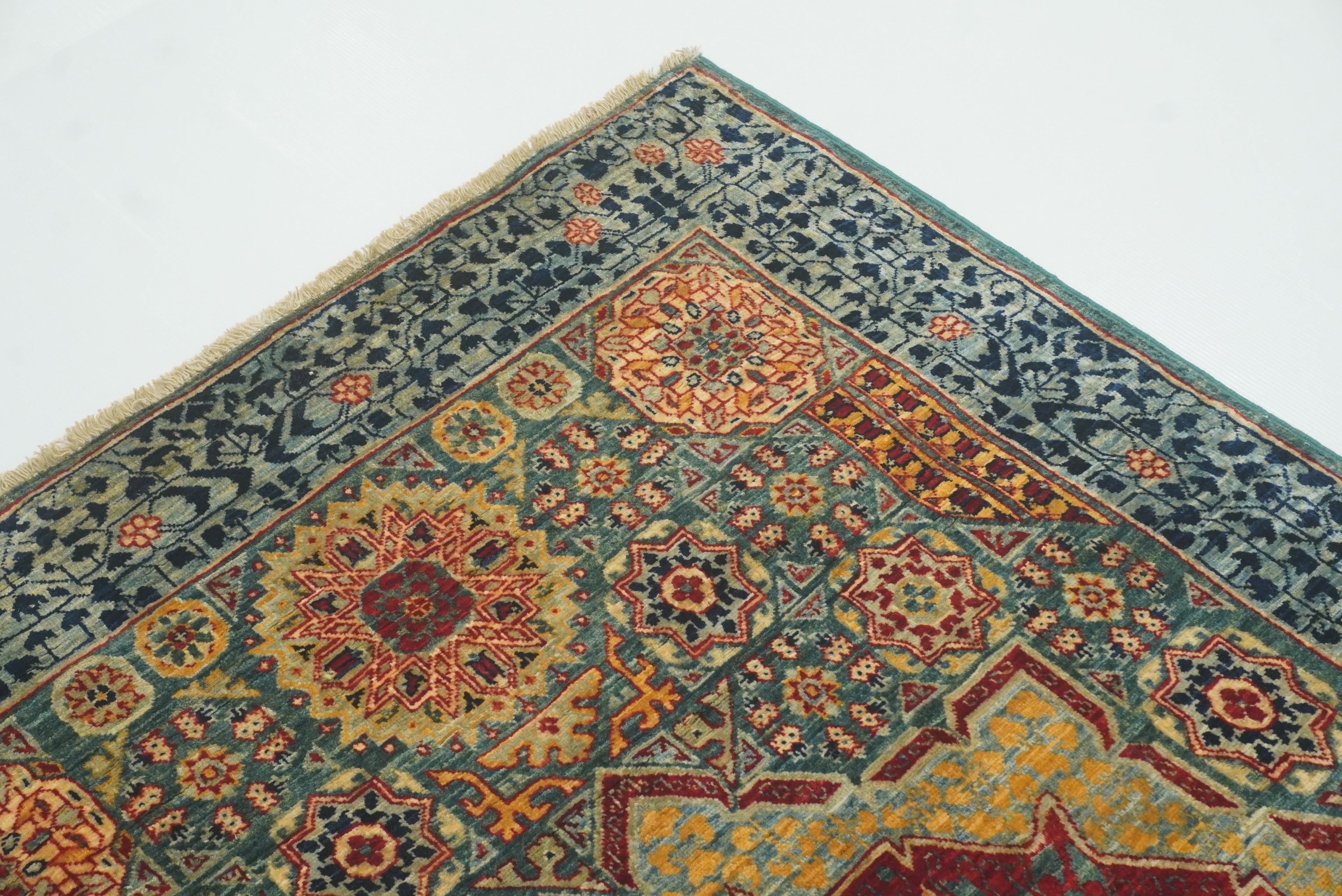 3x5 Green Mamluk Turkish Hand knotted Rug - Yildiz Rugs