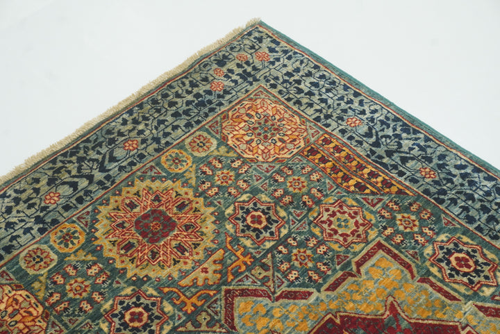 3x5 Green Mamluk Turkish Hand knotted Rug - Yildiz Rugs